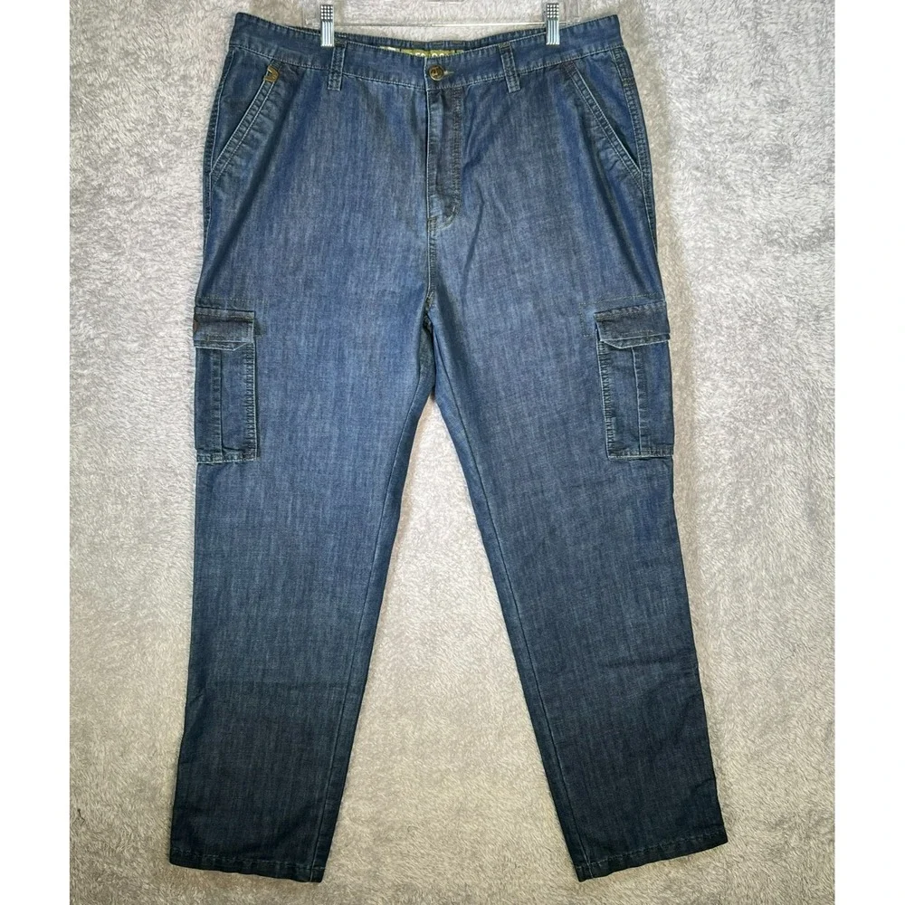 Zhan‎ Di Ji Pu AFS 1961 Denim Cargo Pants Blue Utility Workwear Carpenter